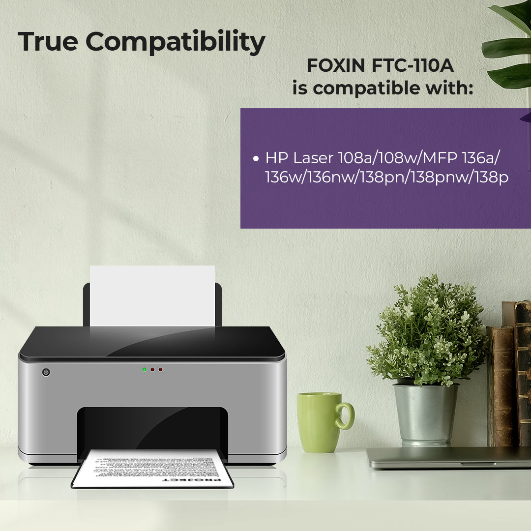 Foxin FTC-110A Laser Printer Cartridge Compatible with H108/108A/108W/131/131A/136/136A/136W/136NW | Black