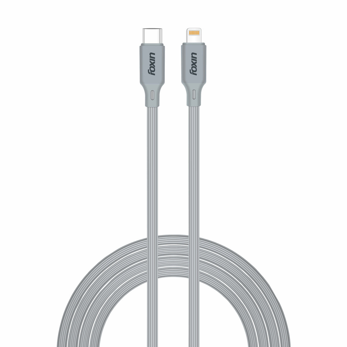 Foxin 20W PD Fast Charging Type-C to Lightning 1.2M Gear Type Durable and Flexible Cable with Rapid Charging Technology, 480 Mbps Data Transmission Speed, Compatible with all 8 Pin Accessories | Grey (FDC-TCA10)