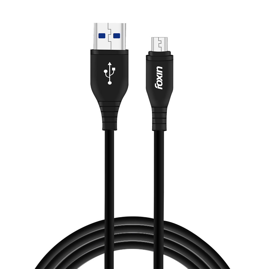 Foxin ME031 Micro USB Cable with 3 Amp rapid charging | 18 Watt output power | High speed data transmission | BLACK