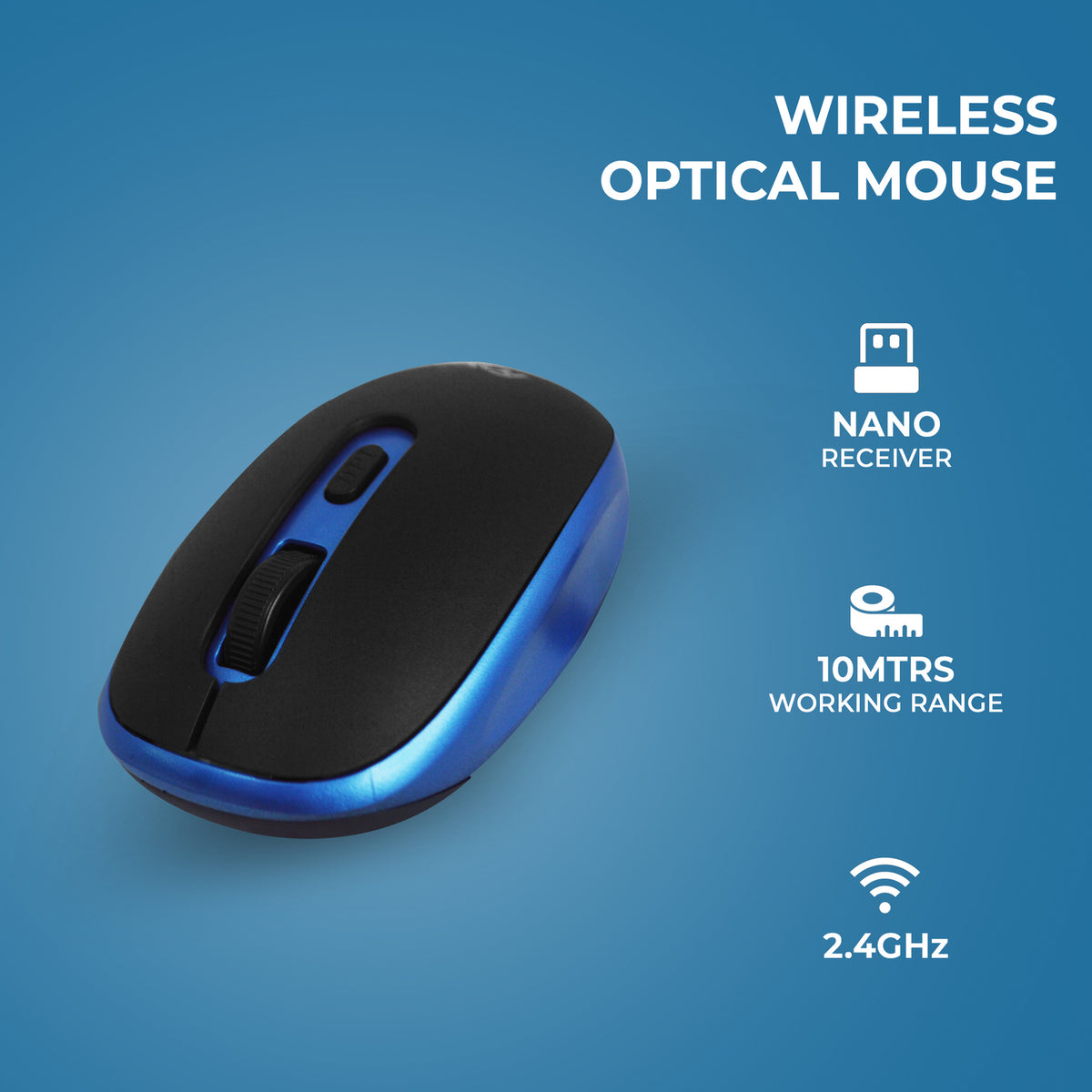 Foxin Vibrant Blue Wireless Mouse with Nano Receiver (FOXMOU0116)