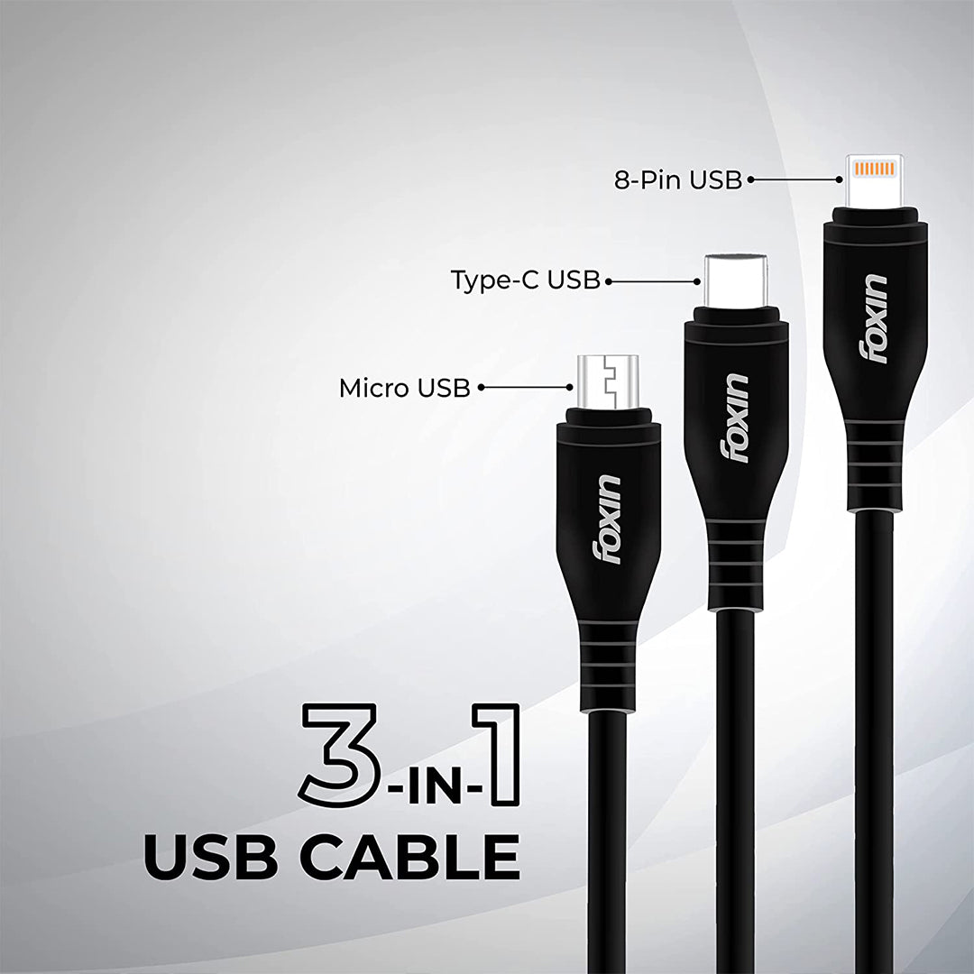 Foxin MAC11 3 in 1 Parallel cable (Black) (FOXUSC0109)