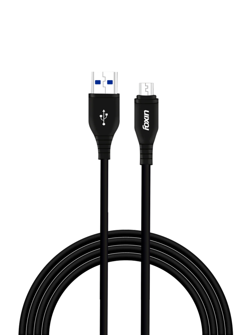 Foxin FPC-ME01 2.4A Micro USB Charging Cable for Power Bank , 480Mbps Data Sync, Durable 10 inches USB Cable for Micro USB Devices - (Black)