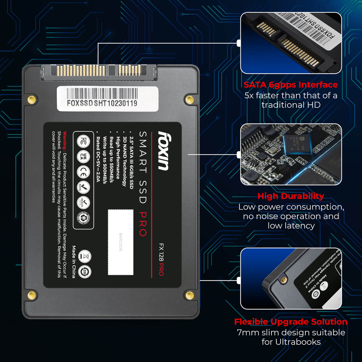 Foxin FX 128 PRO SSD 3D NAND Technology, 2.5 Inch SATA Internal Solid State Drive