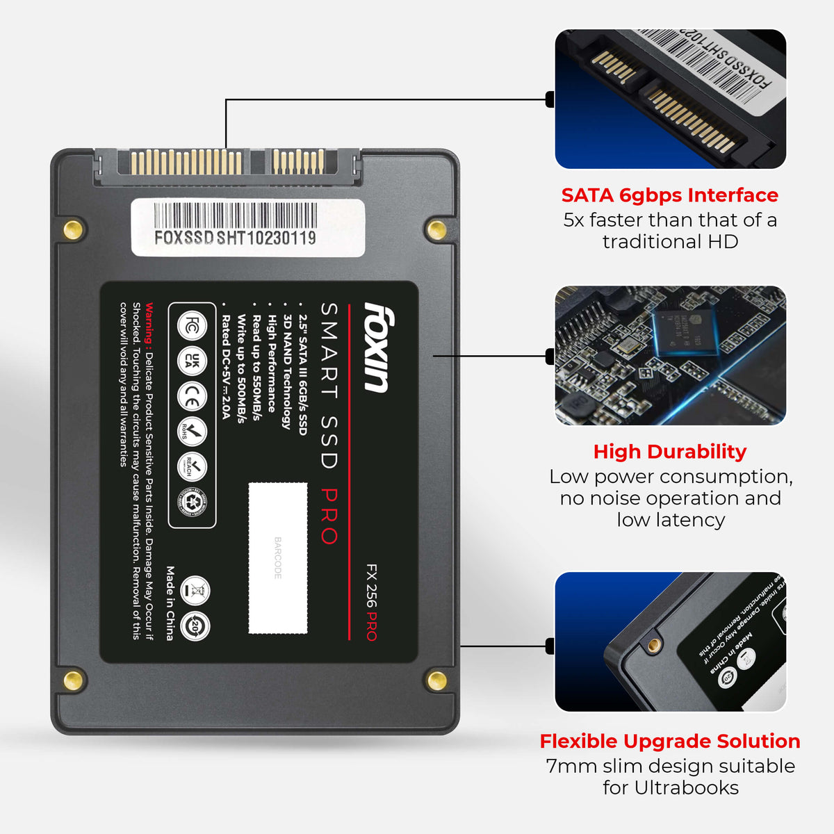 Foxin FX 256 PRO SSD TLC 3D NAND Technology 2.5 Inch SATA III 6GB/S Internal Solid State Drive