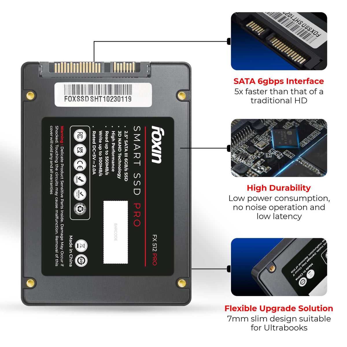 Foxin FX 512 PRO SSD with TLC 3D NAND Technology &amp; 2.5 Inch SATA III 6GB/S Speed Internal Solid State Drive