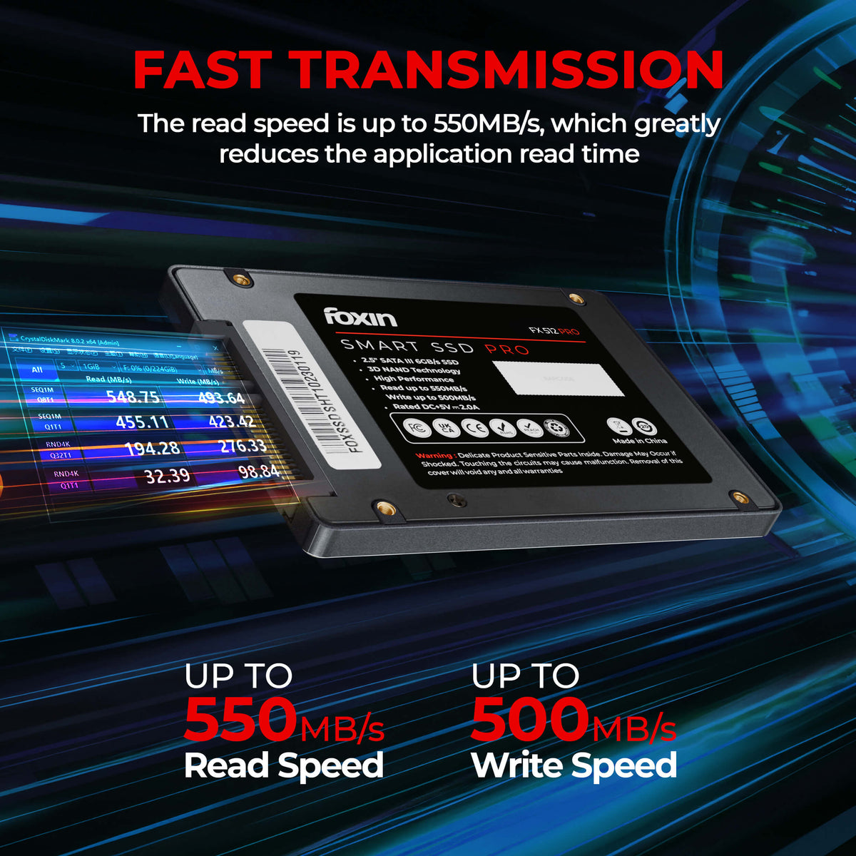 Foxin FX 512 PRO SSD with TLC 3D NAND Technology &amp; 2.5 Inch SATA III 6GB/S Speed Internal Solid State Drive