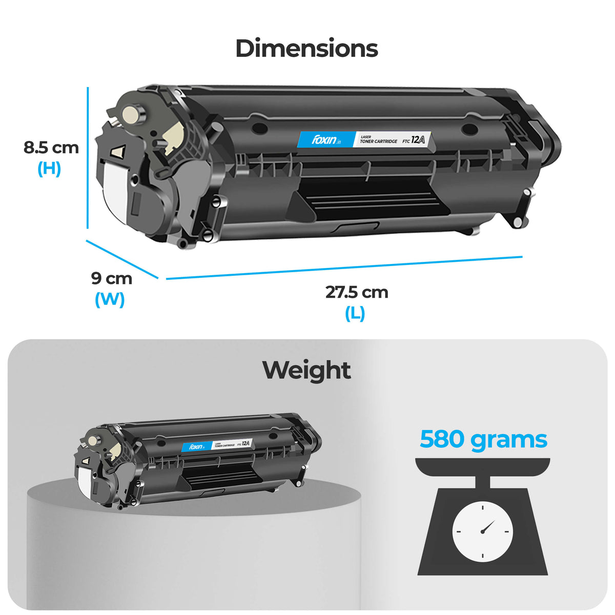 Foxin FTC 12A - Black Toner Laser printer cartridges for 1020 / 1005 / 3050 / 1022 / 2900