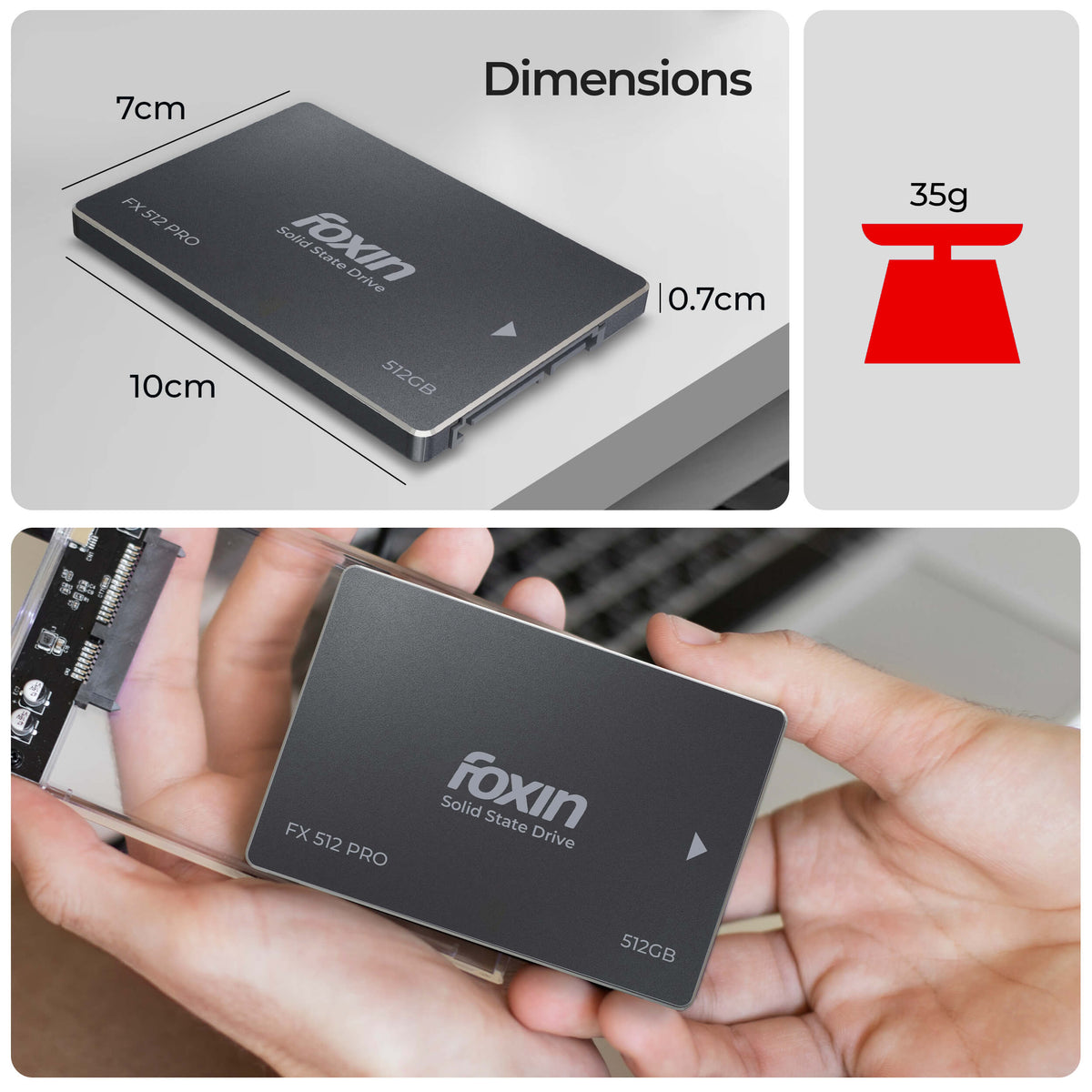 Foxin FX 512 PRO SSD with TLC 3D NAND Technology &amp; 2.5 Inch SATA III 6GB/S Speed Internal Solid State Drive