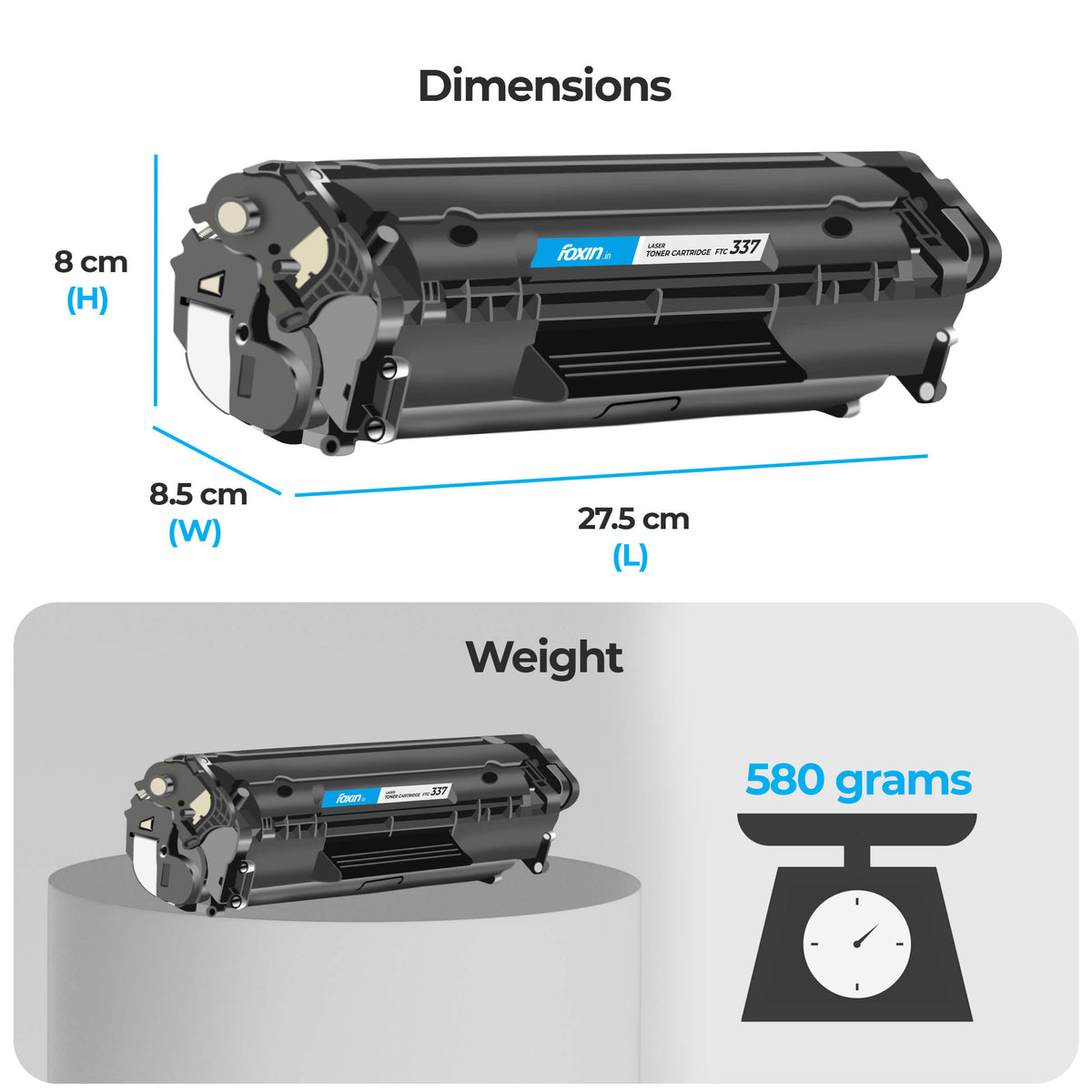 Foxin FTC 337 Black Laser Toner Cartridge for HP &amp; CANON Printers - HP M125, M125nw, M125a, M127, M127fw, M127fn, M201, M225 | Canon MF211, MF212w, MF216n, MF217w, MF222dw, MF224dw, MF226dn, MF229dw