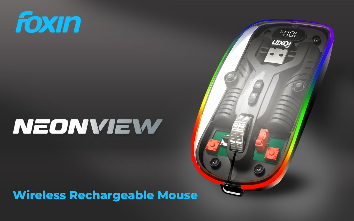 Foxin NeonView Wireless Mouse RGB, BT + 2.4GHz