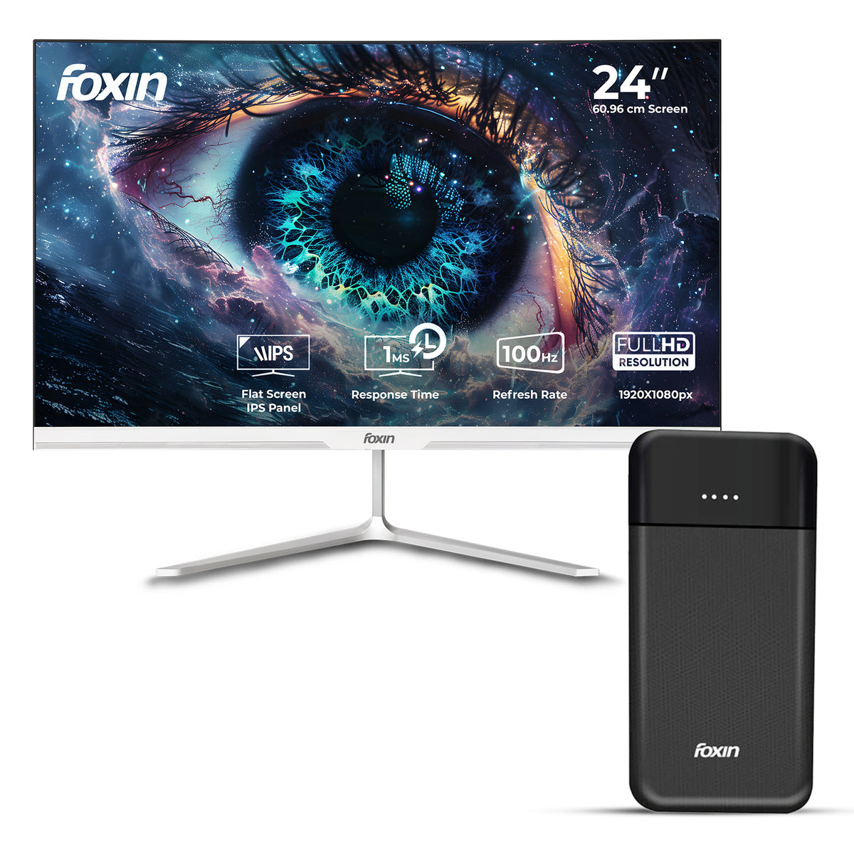 Foxin Tuesday Dhamaka Combo: Buy 24 inch Elite Series Monitor &amp; Get FPB-149 10000mAh 12W Fast Charging Power Bank @Rs.99