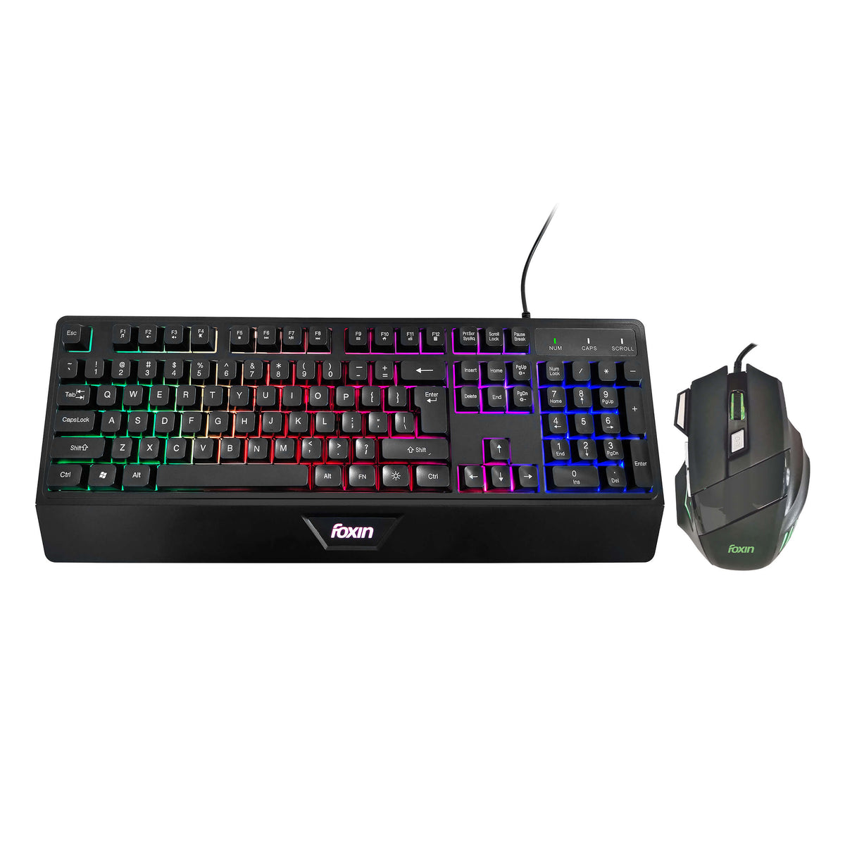 Foxin Endeavour Gaming Keyboard Mouse Combo Wired | Rainbow Backlight | Breathing LED Mouse with 3600 DPI | Membrane Keyboard