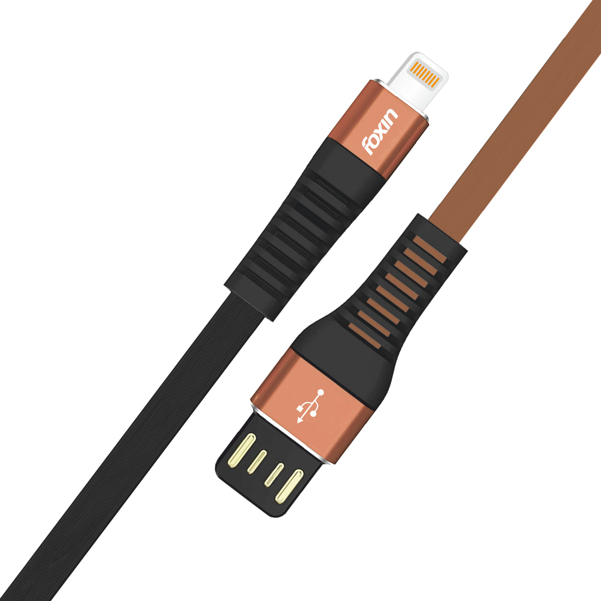 Foxin FLAT Premium USB to 8 Pin 1.2 mt 480 mbps Charge &amp; Sync Cable with Reversible USB-A connector | Dual Colour | Compatible with iPhone, iPads, AirPods | Made in India