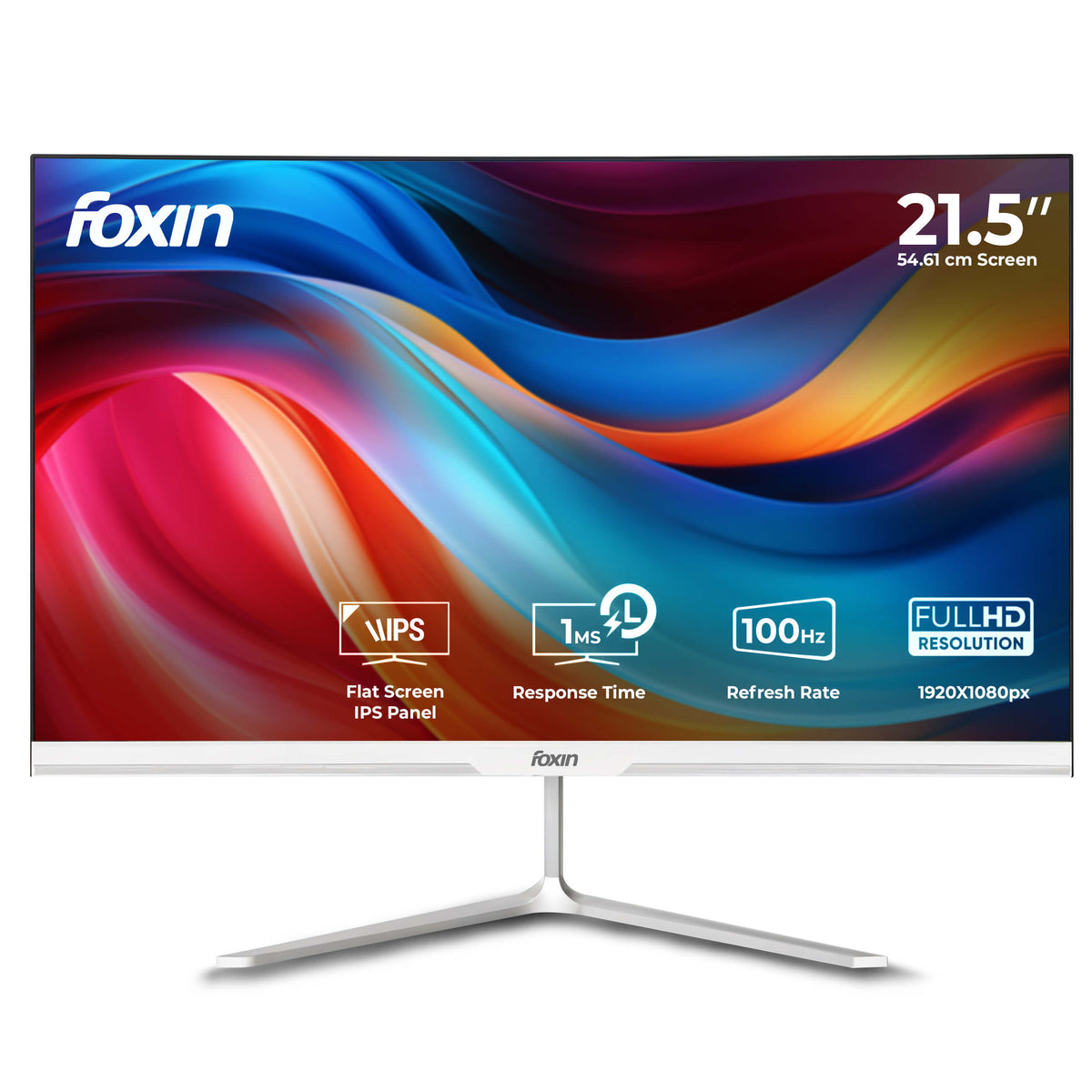 Foxin 21.5 Inch Full HD LED Monitor (1920 x 1080) Elite Series | IPS Panel | 100Hz | TRUE PIXEL | Anti-Glare &amp; Flicker Free | Bezel-Less | 16.7 Million Colors | 3 Years Warranty