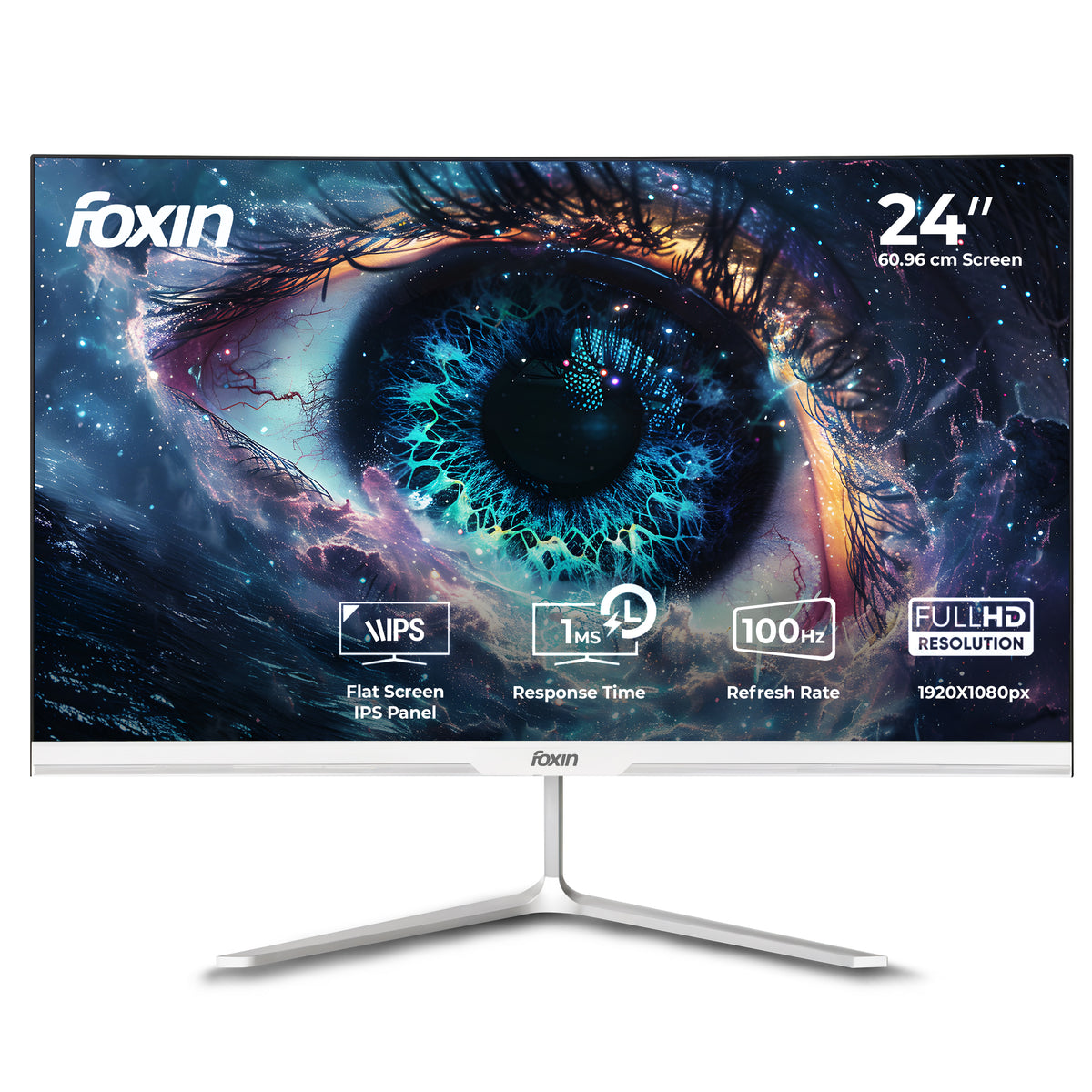 Foxin 24 Inch Full HD LED Monitor (1920 x 1080) Elite Series | IPS Panel | 100Hz | TRUE PIXEL | Anti-Glare &amp; Flicker Free | Bezel-Less | 16.7 Million Colors | 3 Years Warranty