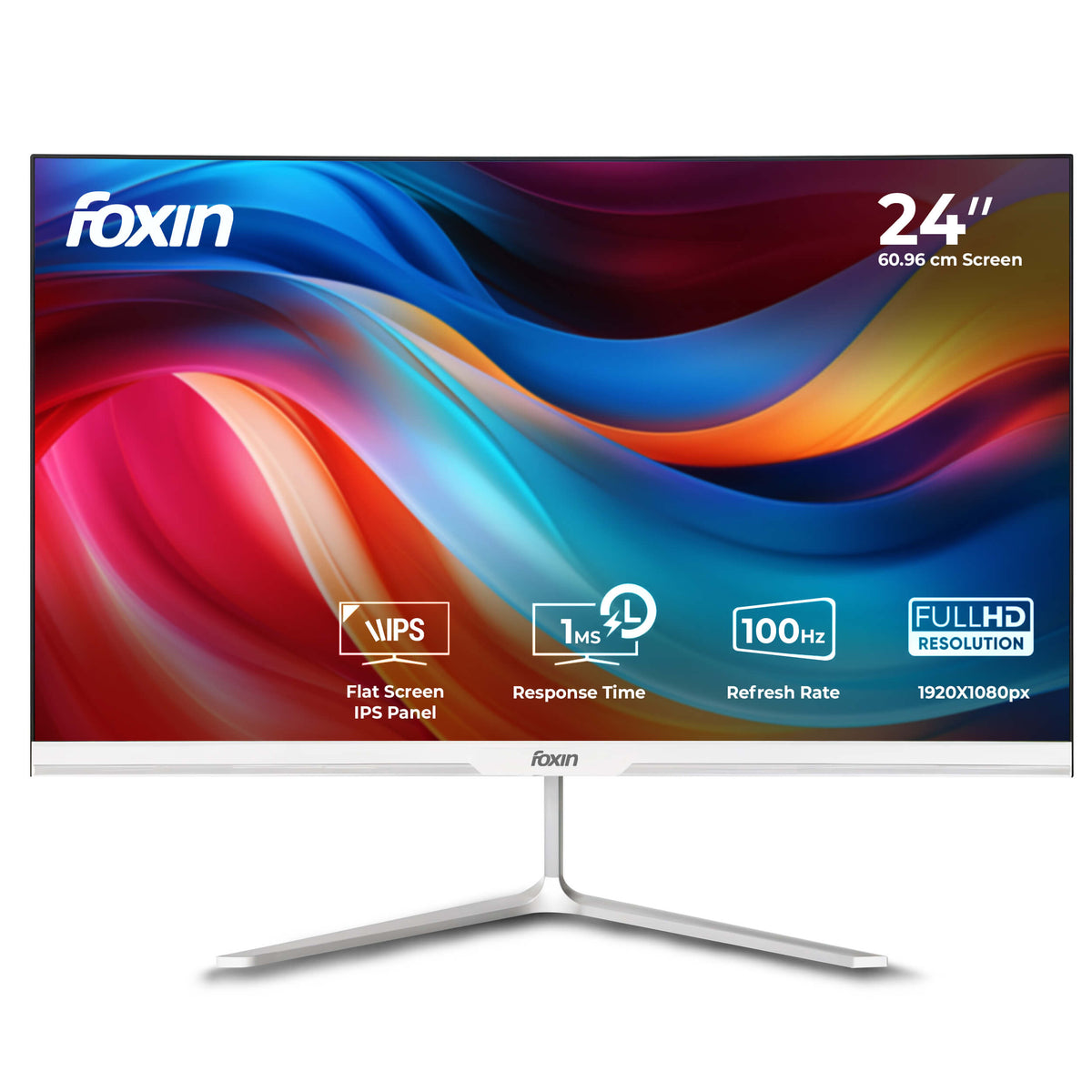 Foxin 24 Inch Full HD LED Monitor (1920 x 1080) Elite Series | IPS Panel | 100Hz | TRUE PIXEL | Anti-Glare &amp; Flicker Free | Bezel-Less | 16.7 Million Colors | 3 Years Warranty