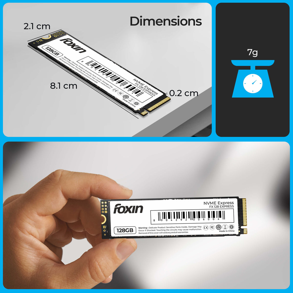 Foxin FX 128 EXPRESS NVME SSD with ultra responsible performance | Read upto 2100MB/sec | Write upto 1800MB/sec, | Micron Chipset | SMI controller