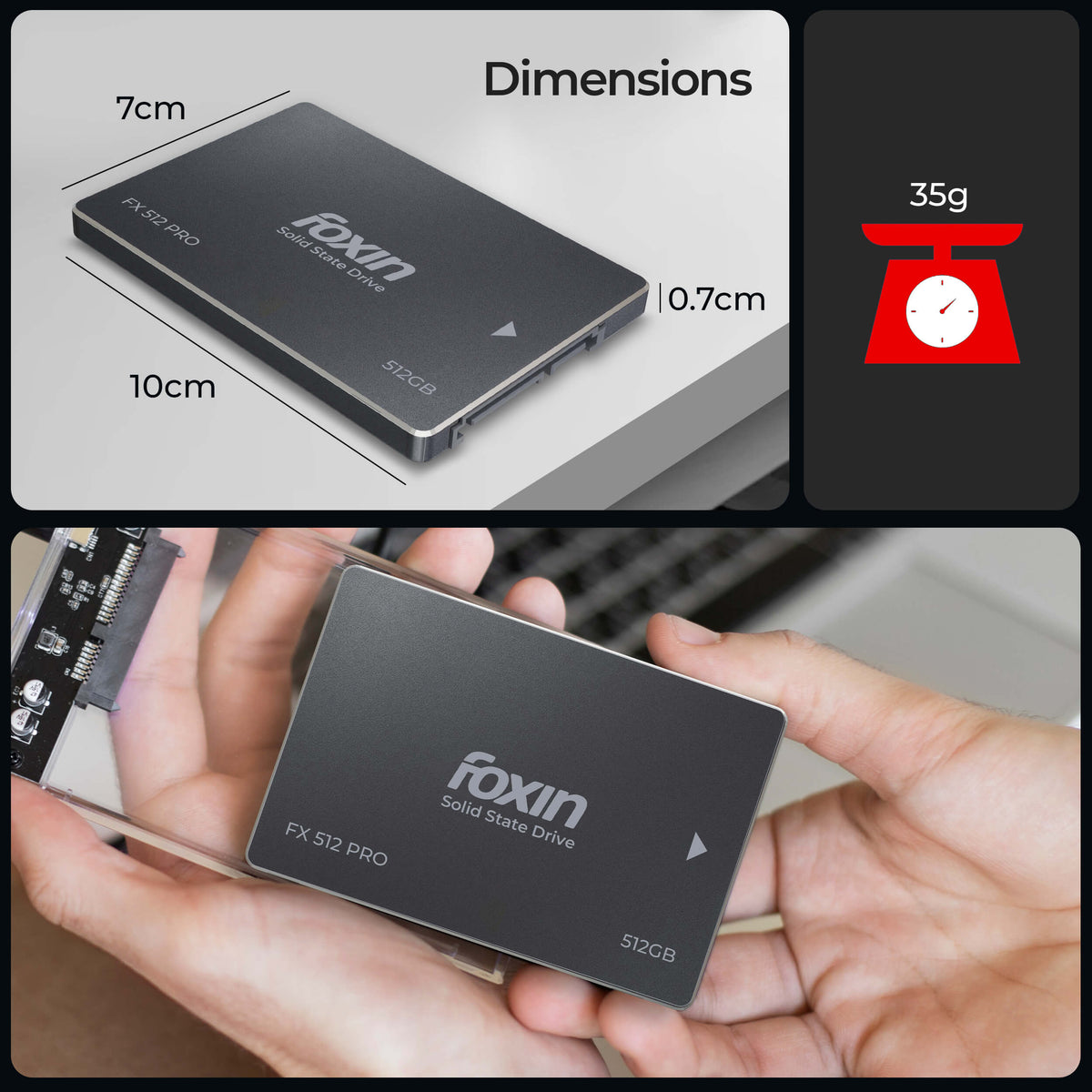 Foxin FX 512 PRO SSD with TLC 3D NAND Technology &amp; 2.5 Inch SATA III 6GB/S Speed Internal Solid State Drive